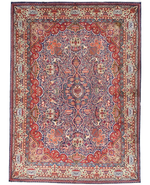 Vintage Purple-navy Traditional 9X13 Kashmar Persian Rug