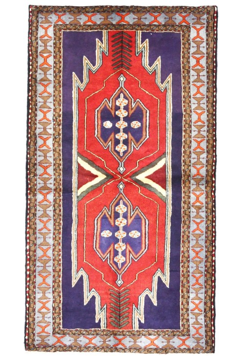 Vintage Tribal Geometric 3'6X6'6 Hamedan Persian Rug