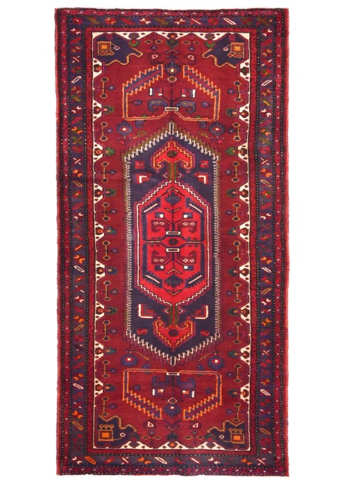 Vintage Tribal Red 3'6X8'0 Hamedan Persian Runner Rug