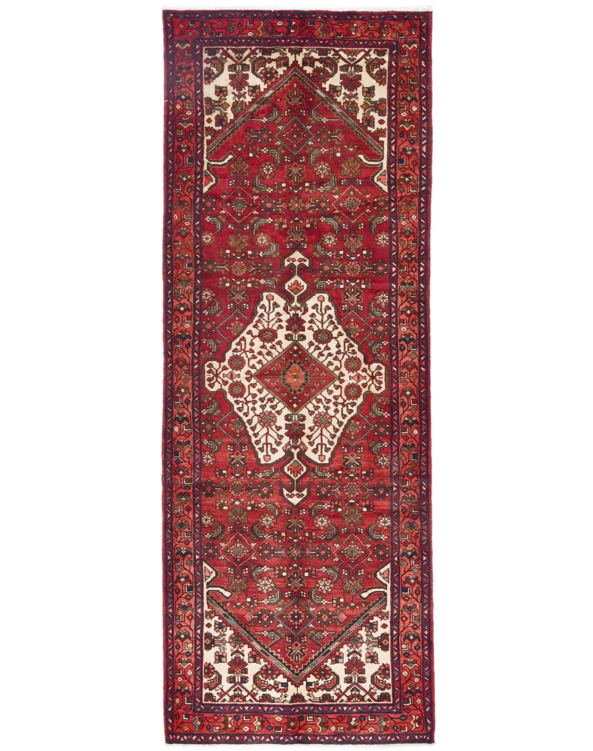 Vintage Red Tribal 3'6X9'7 Hamedan Persian Runner Rug