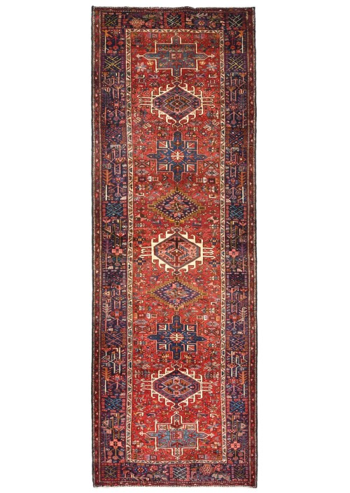 Vintage Geometric Tribal 5X14 Karajeh Persian Runner Rug