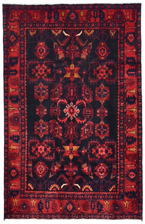 Vintage Red Tribal Floral 4X7 Hamedan Persian Rug