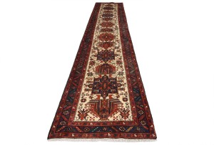 Vintage Cream Tribal 3X15 Karajeh Persian Runner Rug