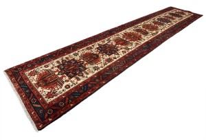 Vintage Cream Tribal 3X15 Karajeh Persian Runner Rug