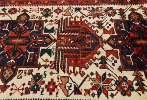 Vintage Cream Tribal 3X15 Karajeh Persian Runner Rug