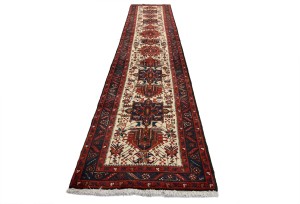 Vintage Cream Tribal 3X15 Karajeh Persian Runner Rug