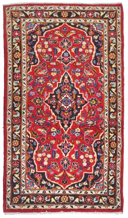 Vintage Red Traditional 2'6X4'4 Kashan Persian Rug