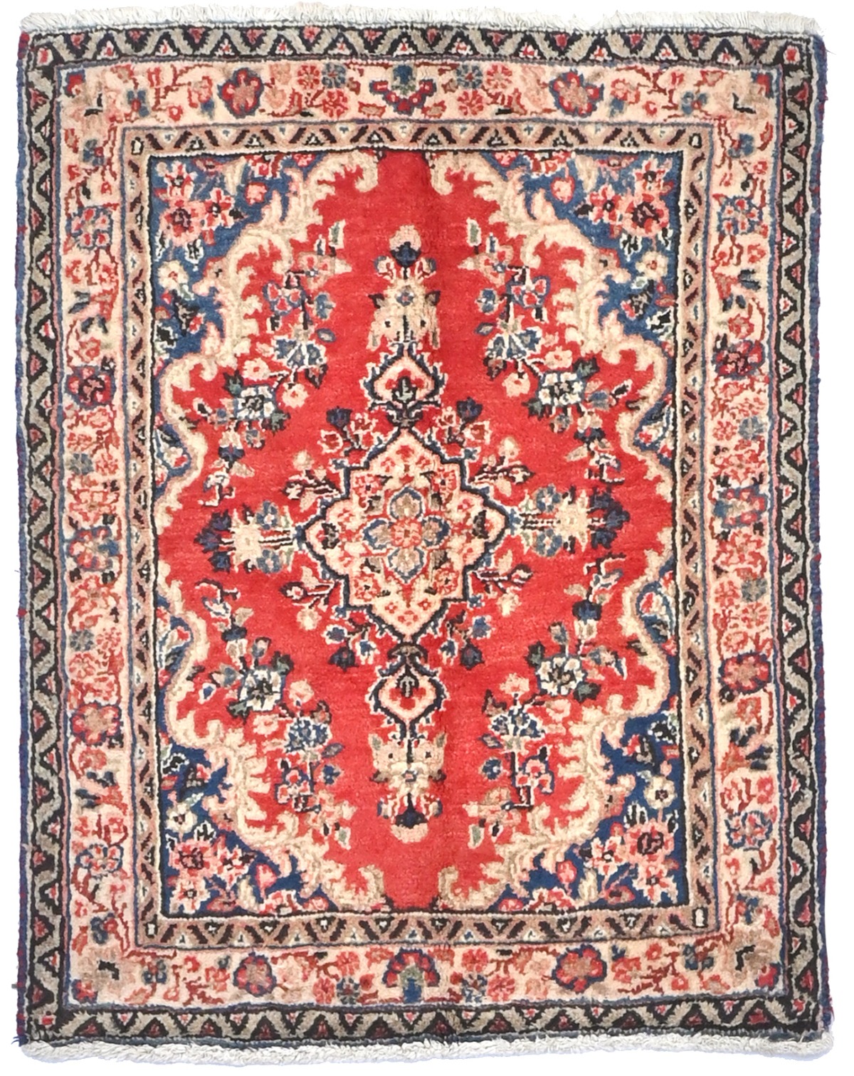 Vintage Red Floral 2X3 Hamedan Persian Rug