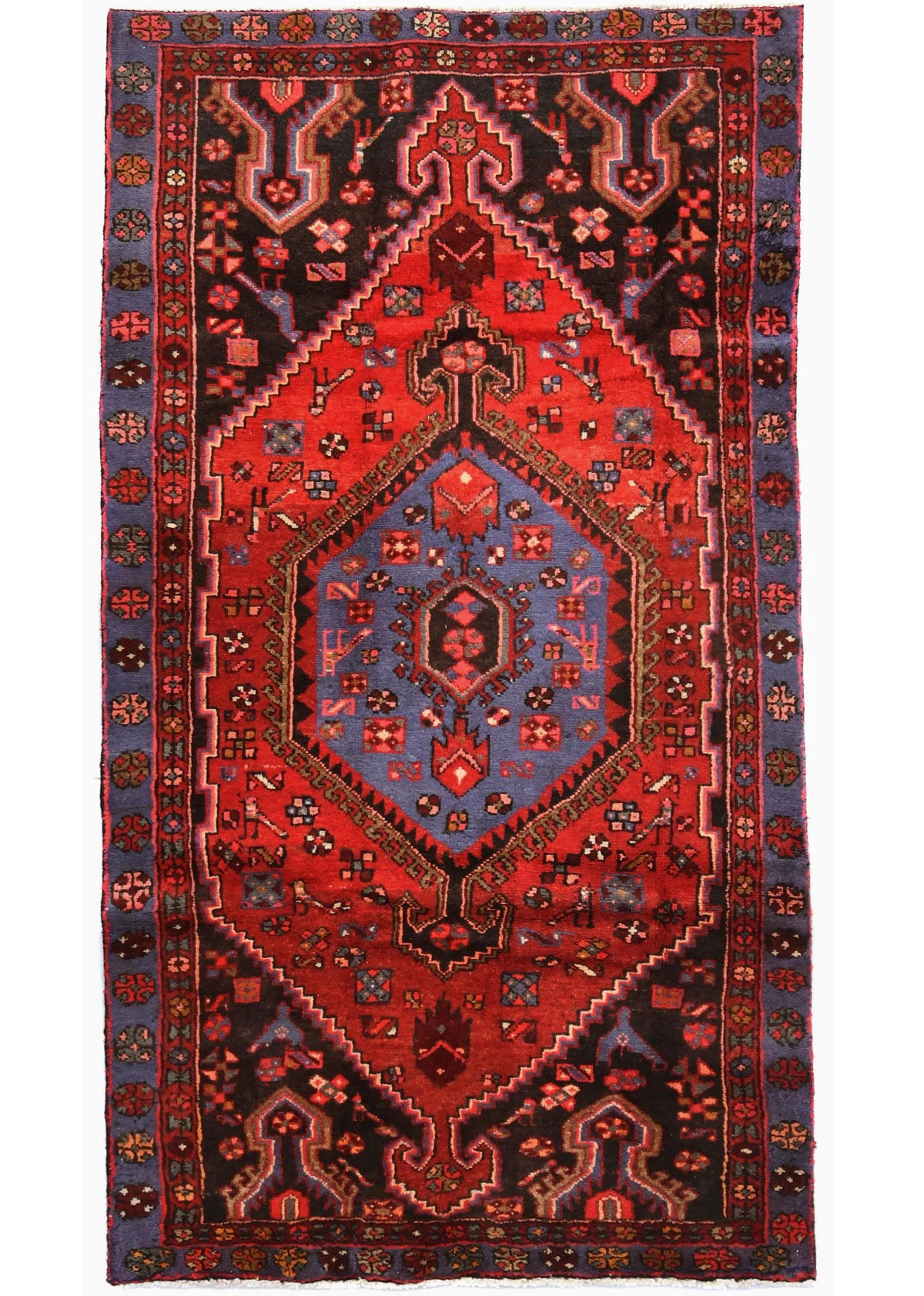 Vintage Red Tribal 4X7 Hamedan Persian Rug