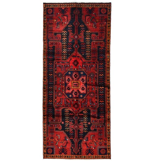 Vintage Geometric Tribal 3'7X8'2 Hamedan Persian Rug