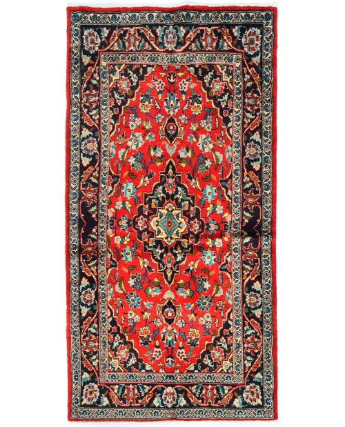 Vintage Red Traditional 3'7X7'0 Kashan Persian Rug