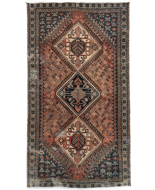 Semi Antique Geometric Tribal 5X9 Distressed Vintage Oriental Rug