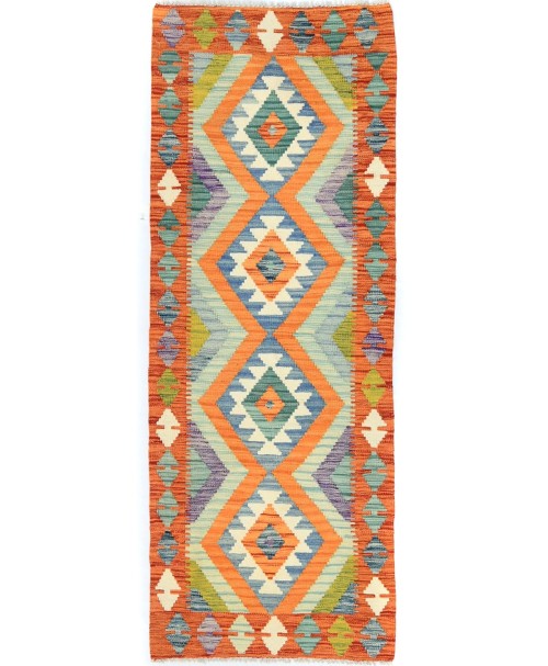 Multicolored Geometric Reversible 2'4X6'3 Kilim Oriental Runner Rug