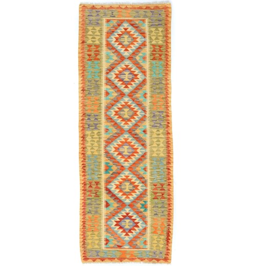 Multicolored Geometric Reversible 3X8 Kilim Oriental Runner Rug