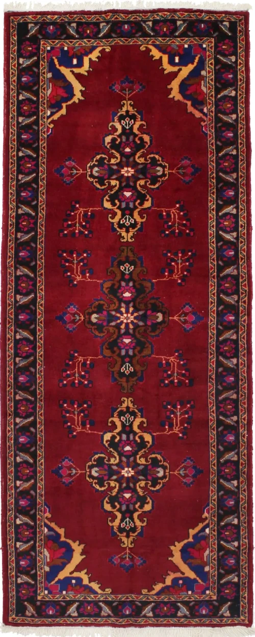 Semi Antique Red Tribal 4X10 Hamedan Persian Runner Rug