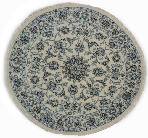 Cream Classic 5X5 Nain Kashmar Persian Round Rug