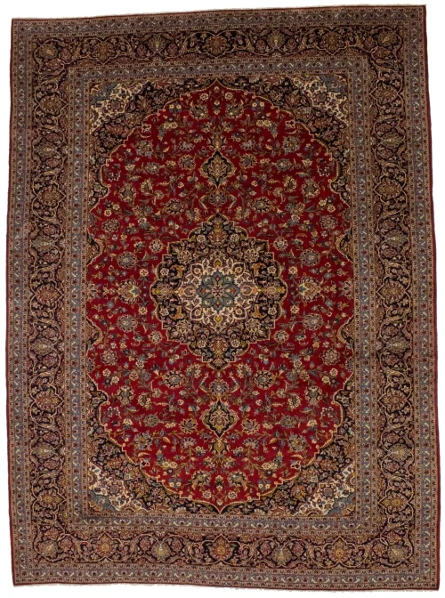 Vintage Red Traditional 10X14 Kashan Persian Rug