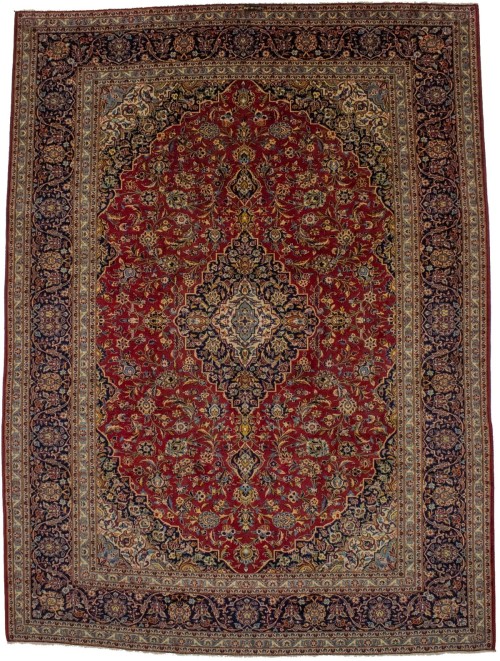 Vintage Red Traditional 10X13 Kashan Persian Rug