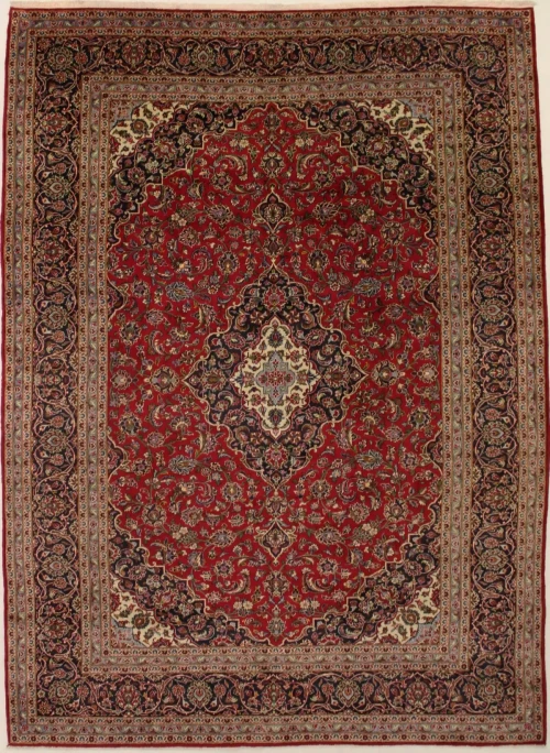 Vintage Red Traditional 10X14 Kashan Persian Rug