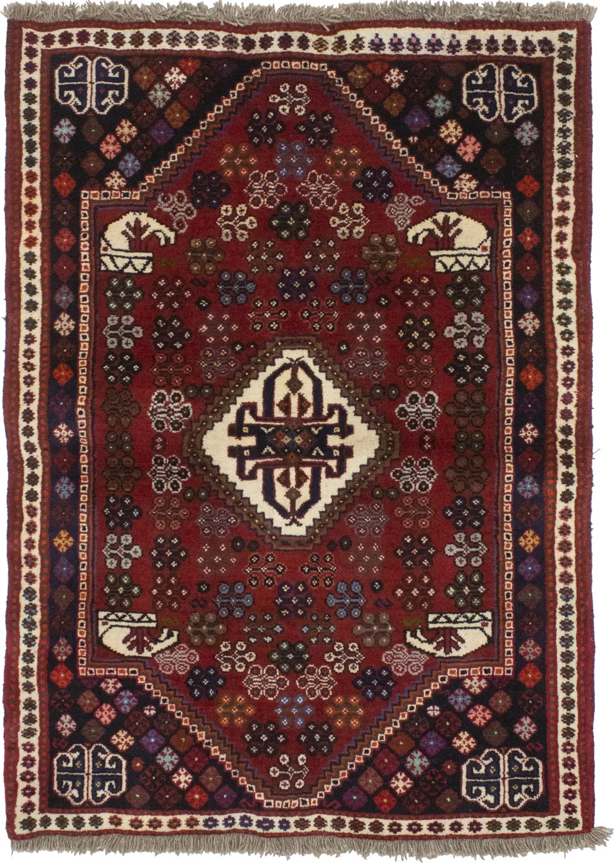 Red Tribal 3'5X5 Shiraz Persian Rug