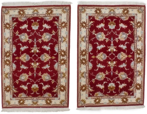 Ruby Red Traditional 2X3 Pair of Tabriz Persian Rugs