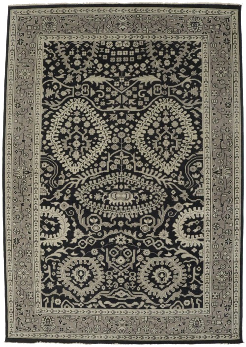 Charcoal Transitional Floral 9X13 Oriental Rug