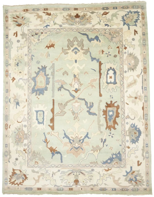 Muted Floral Colorfast 9X12 Oushak Chobi Oriental Rug