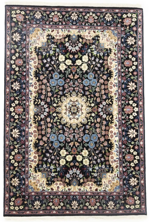 Black Floral 4X6 Kirman Oriental Rug