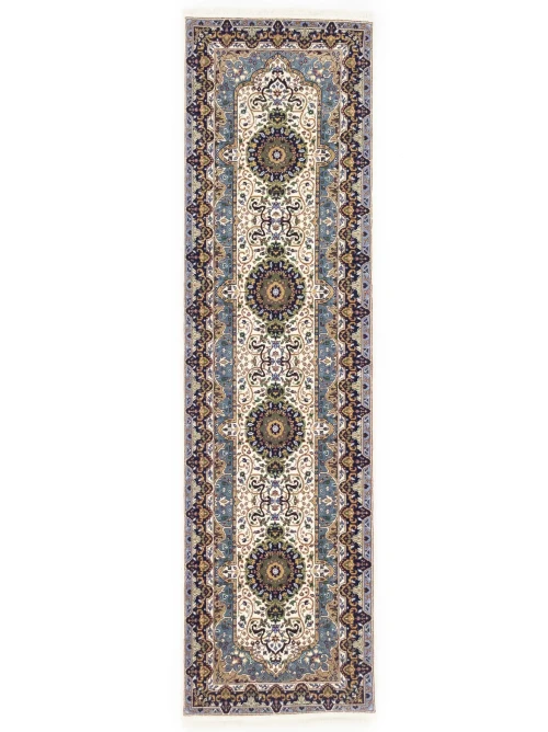 Cream Floral Kirman 3X10 Oriental Runner Rug