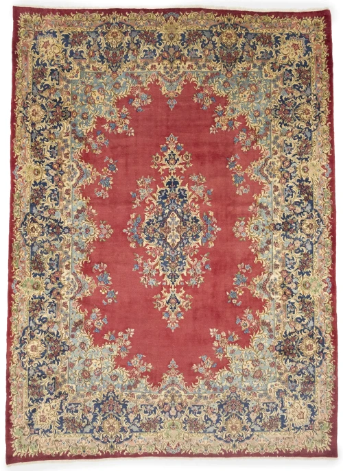 Semi Antique Red Traditional Floral 10X14 Kerman Persian Rug