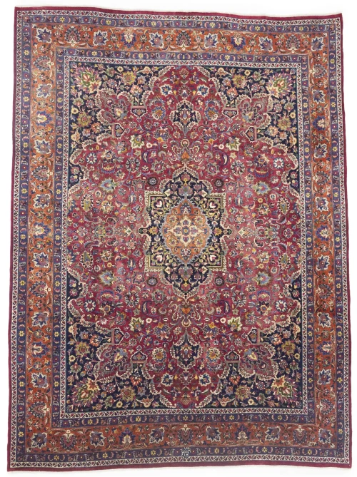 Vintage Maroon Red Floral Traditional 10X13 Mashad Persian Rug